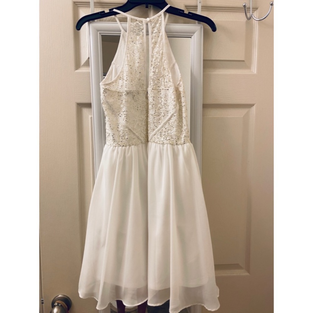 White High Neck Formal Dress - Picture 8 of 10